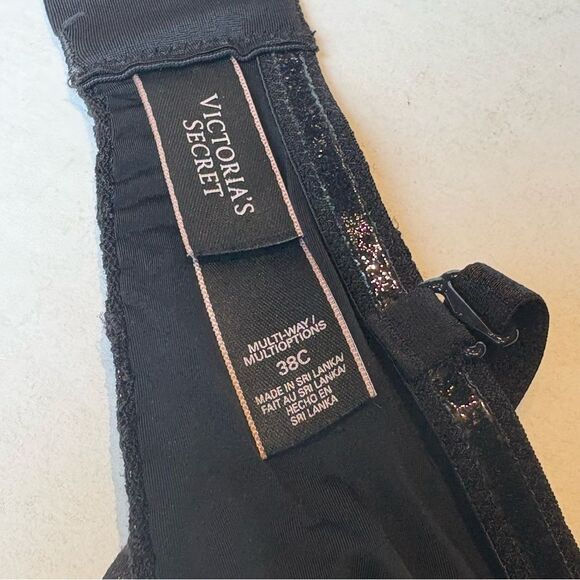 Victoria's Secret Multiway Elegant Black Lace Bra Underwire Size 38C Padded - Picture 3 of 7